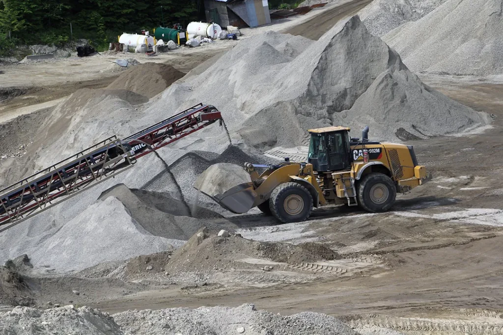 Loader Stockpiling Sorted Aggregates After Crushing